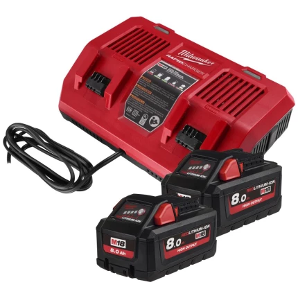 Startsæt M18, 2×HB8 8,0Ah + lader DFC, HNRGO4-802