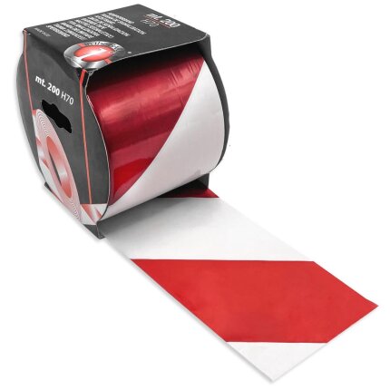 Afspærringsbånd PE rød/hvid 25µ 70mm×200m