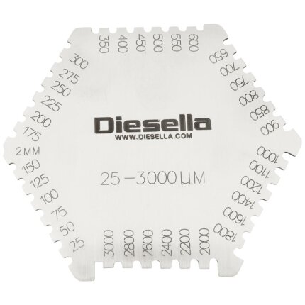 Vådfilmskam stål (Lak-/coatingmåler 25-3000µ)