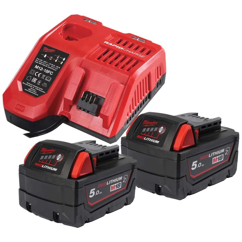 Batteripakke NRGCR-502, 2×18V/5,0Ah+lader M12-18FC Batteripakke NRGCR-502, 2×18V/5,0Ah+lader M12-18FC
