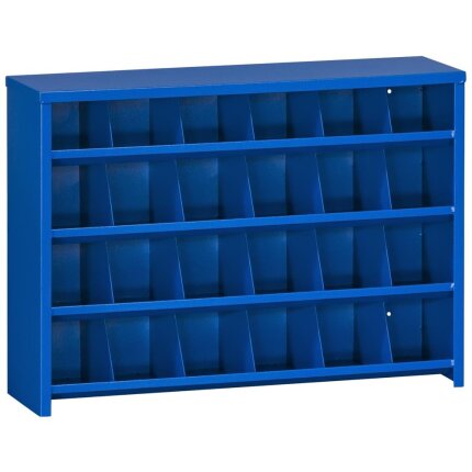 Boltreol blålakeret metal 800×560×220mm, 24 rum
