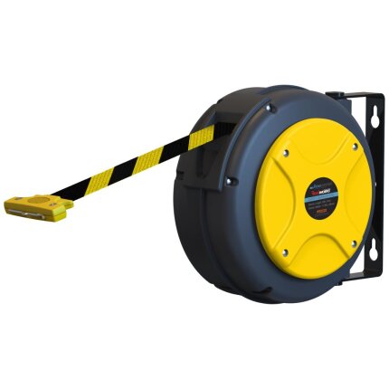 Aut. opruller afspærringsbånd 48mm gul/sort 16mtr