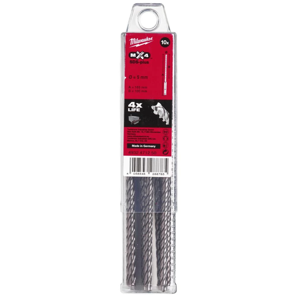 Hammerbor SDS+ MX4 5,0×165mm pk/10 Hammerbor SDS+ MX4 5,0×165mm pk/10