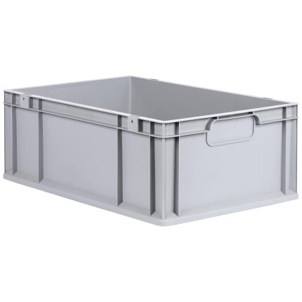 Lagerkasse grå plast 600×400×220 mm, lukkede greb