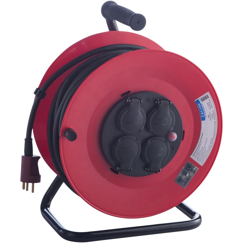 E-line kabeltromle 4×DK udtag m/jord 230V E-line kabeltromle 4×DK udtag m/jord 230V