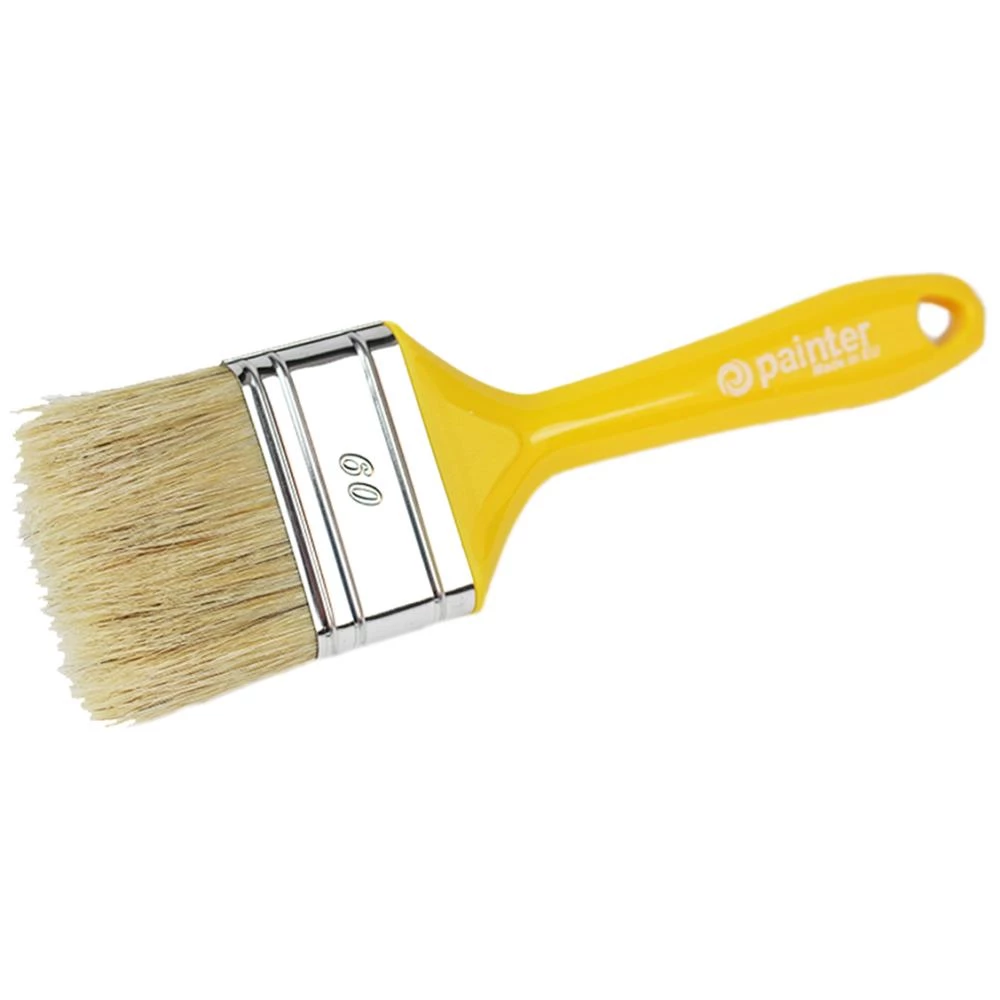 Fladpensel gul plastskaft hårmix 60×14mm Fladpensel gul plastskaft hårmix 60×14mm