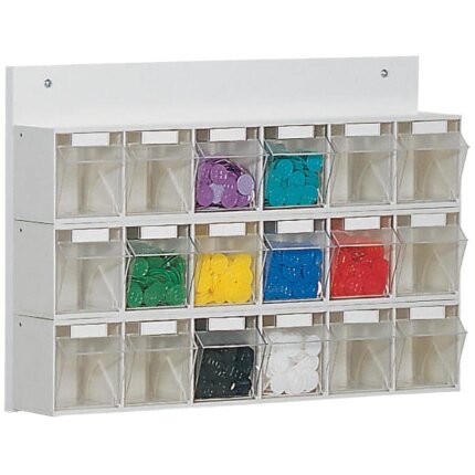 WEZ tiltboks t/væg 600×108×410mm, 18 rum, grå