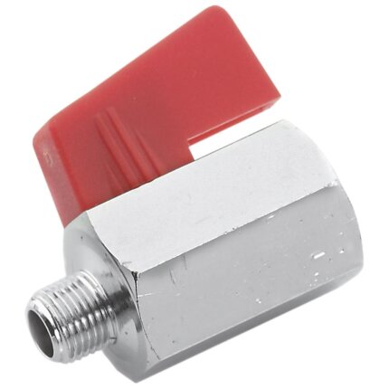 Minikuglehane 3/8″ muffe/nippel, rødt håndgreb