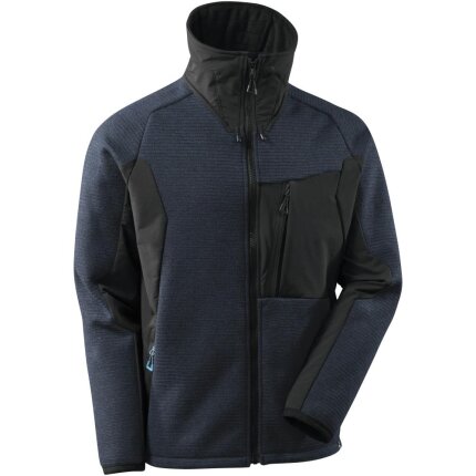 Advanced strikjakke m/lynlås mørk marine/sort 3XL