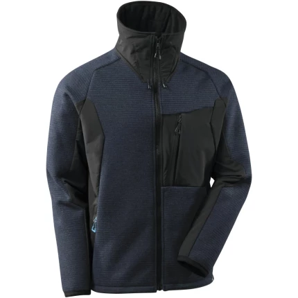 Advanced strikjakke m/lynlås mørk marine/sort 3XL