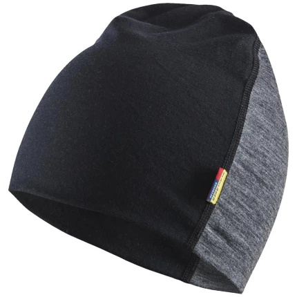 Beanie 2035 merinould mellemgrå/sort onesize