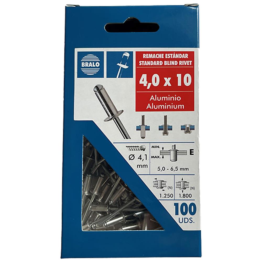 Bralo blindnitte alu/stål 4,8×8mm, 90stk Bralo blindnitte alu/stål 4,8×8mm, 90stk