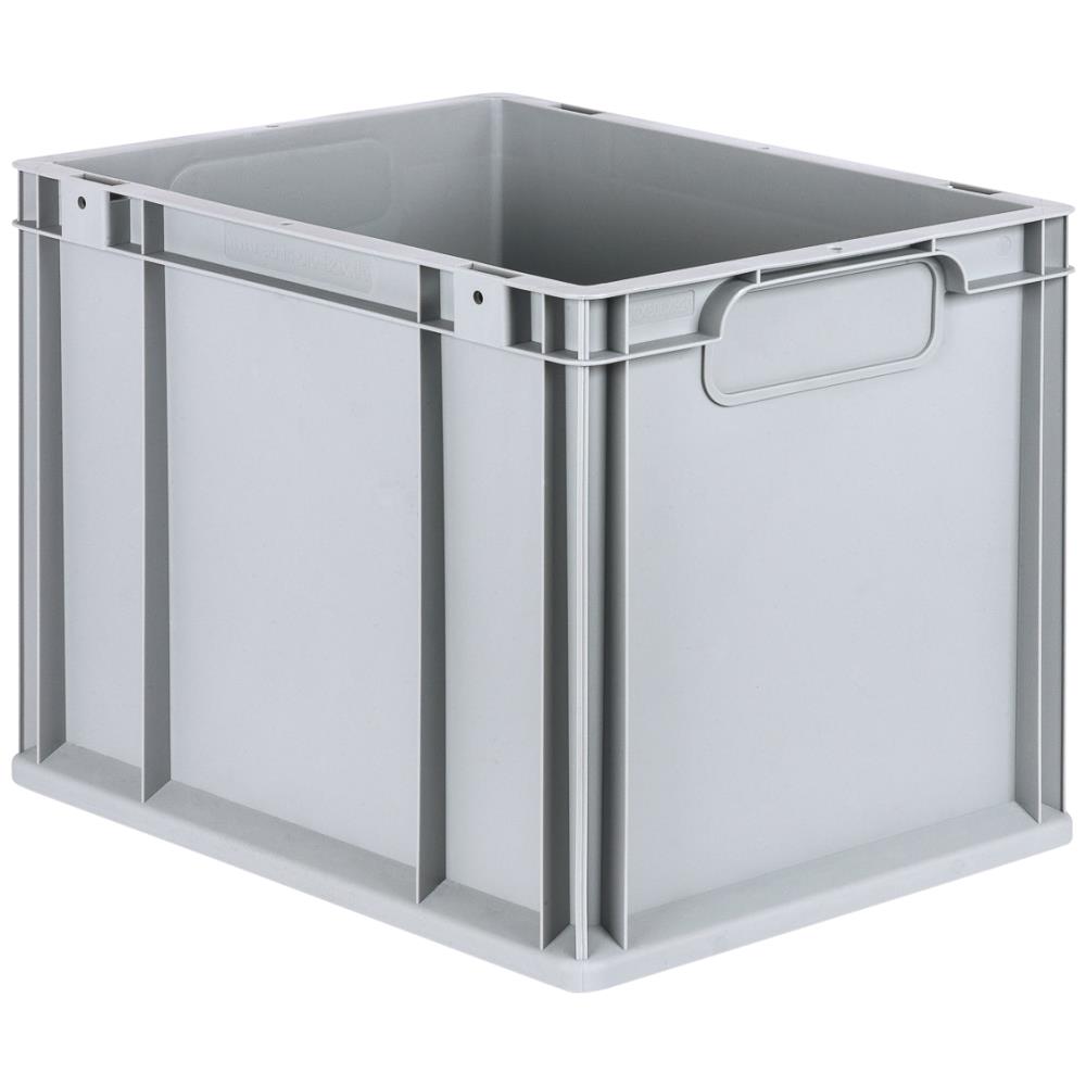 Lagerkasse grå plast 400×300×320 mm, lukkede greb Lagerkasse grå plast 400×300×320 mm, lukkede greb