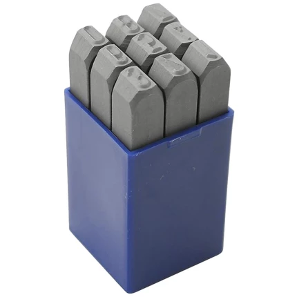 Tal-prægestempler, sæt 0-9 i plastetui, 5 mm