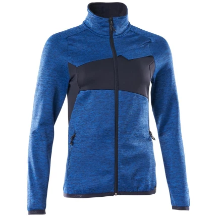 Acc. fleecetrøje m/lynlås dame azurblå/m.mar.