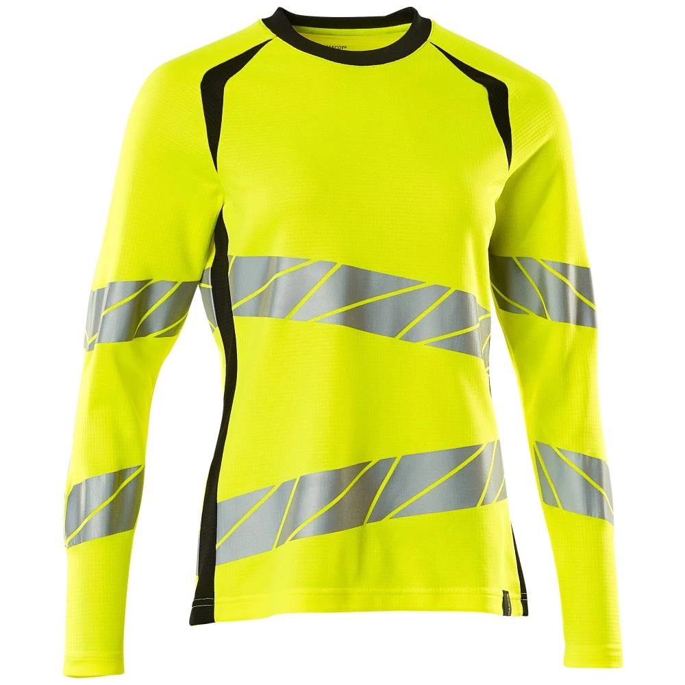 Safe T-shirt l/æ dame hi-vis gul/sort 3XL Safe T-shirt l/æ dame hi-vis gul/sort 3XL