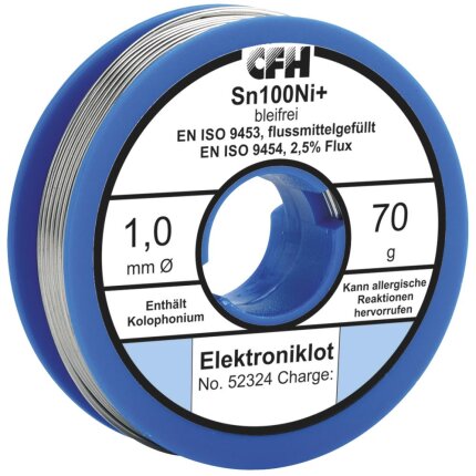 Loddetin CFH EL324 Sn100Ni+ blyfri ø1,0mm 70g