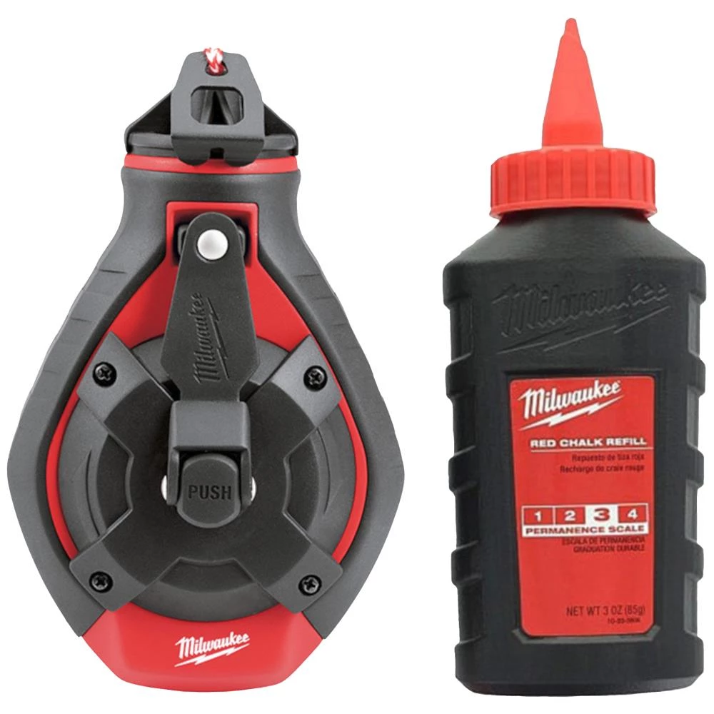 Kridtsnor tyk 1,5mm × 30m + rød kridtpulver Kridtsnor tyk 1,5mm × 30m + rød kridtpulver