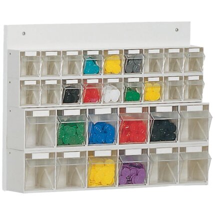 WEZ tiltboks t/væg 600×108×410mm, 30 rum, grå