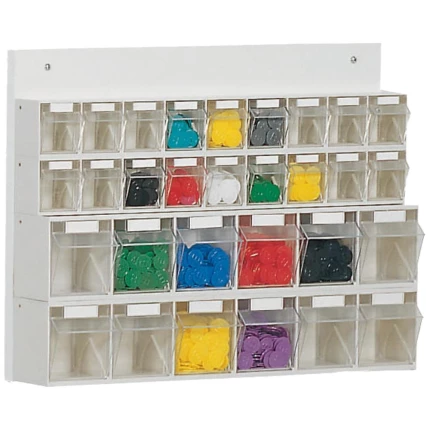 WEZ tiltboks t/væg 600×108×410mm, 30 rum, grå