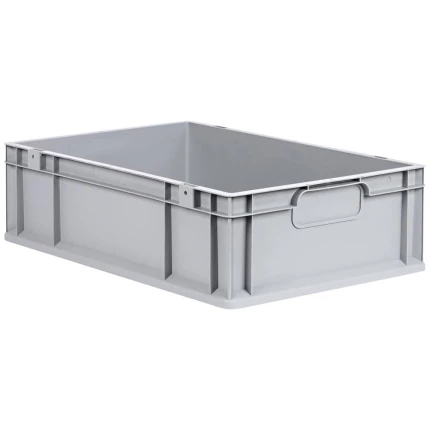 Lagerkasse grå plast 600×400×170 mm, lukkede greb