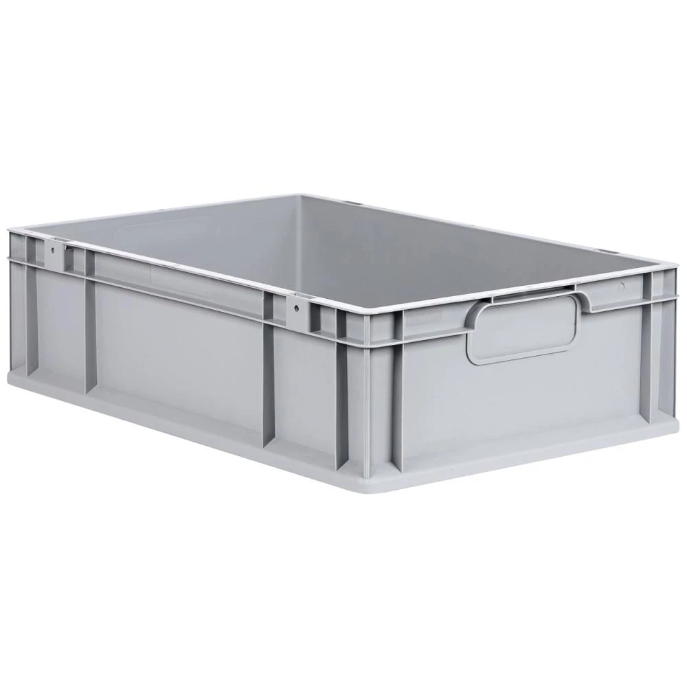 Lagerkasse grå plast 600×400×170 mm, lukkede greb Lagerkasse grå plast 600×400×170 mm, lukkede greb