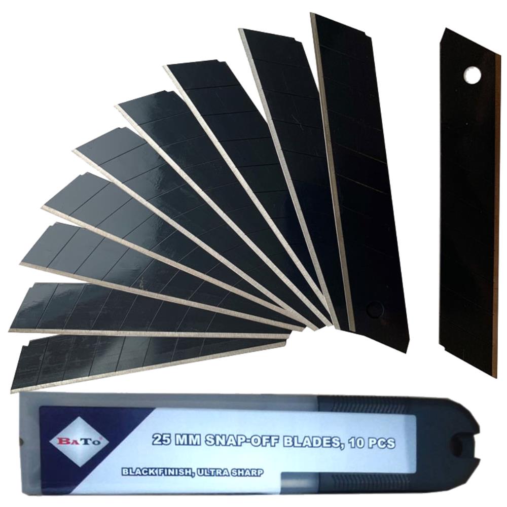 Knæk-af knivblade t/hobbykniv 25mm sorte, 10stk Knæk-af knivblade t/hobbykniv 25mm sorte, 10stk