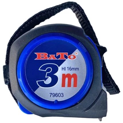 Bato båndmål kl.2 m/bælteclips, 16mm×3mtr