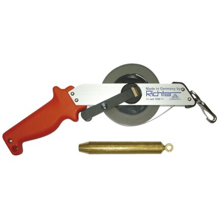 Richter tankbåndmål mm/inch rustfri m/lod 10 mtr