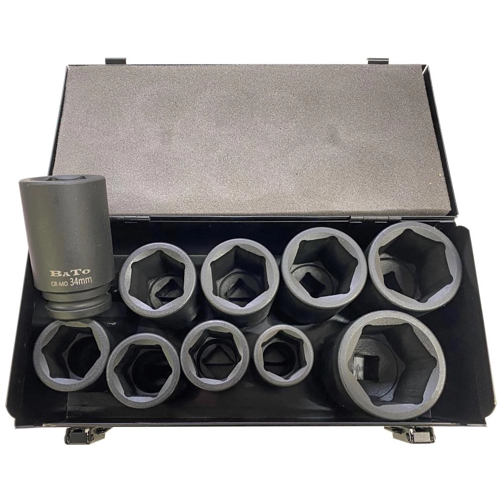 Krafttopsæt 3/4″ 4kt. lange 27-50mm, 10 dele Krafttopsæt 3/4″ 4kt. lange 27-50mm, 10 dele