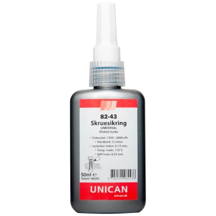 Unican 82-43 skruesikring middel styrke 50ml Unican 82-43 skruesikring middel styrke 50ml