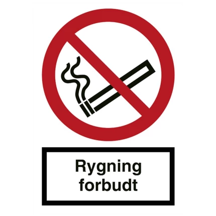Forbudsskilt plast A4 ‘Rygning forbudt’