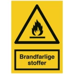 Advarselsskilt plast A4 ‘Brandfarlige stoffer’