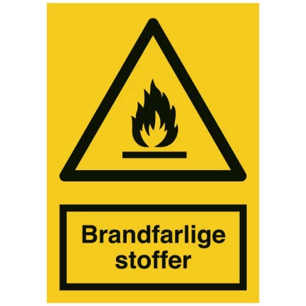 Advarselsskilt plast A4 ‘Brandfarlige stoffer’