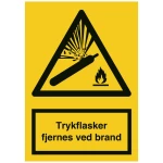 Adv.skilt plast A4 ‘Trykflasker fjernes ved brand’