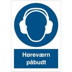 Påbudsskilt plast A4 ‘Høreværn påbudt’