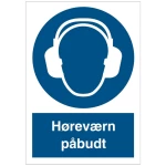 Påbudsskilt plast A4 ‘Høreværn påbudt’