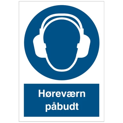 Påbudsskilt plast A4 ‘Høreværn påbudt’