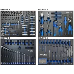 Værktøjsvogn m/7 skuffer & sideskab, 217 dele