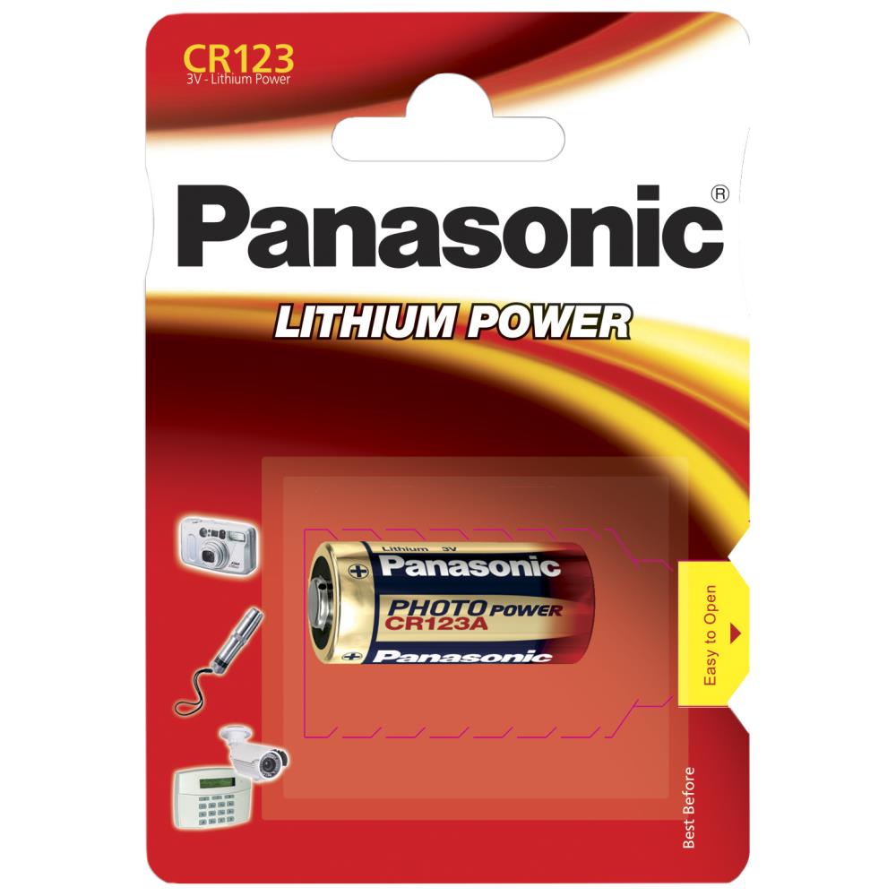 Panasonic fotobatteri lithium CR123A 3V Panasonic fotobatteri lithium CR123A 3V