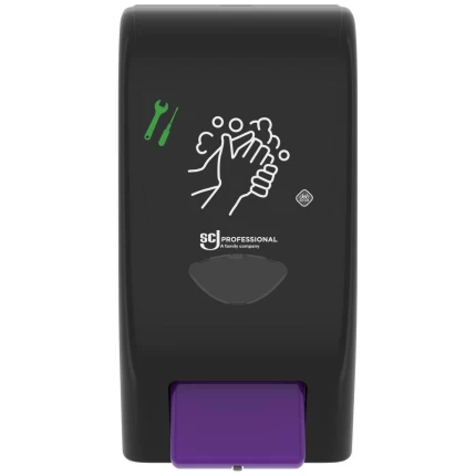 Sæbedispenser f/cremesæbe sort/lilla, 4ltr patron