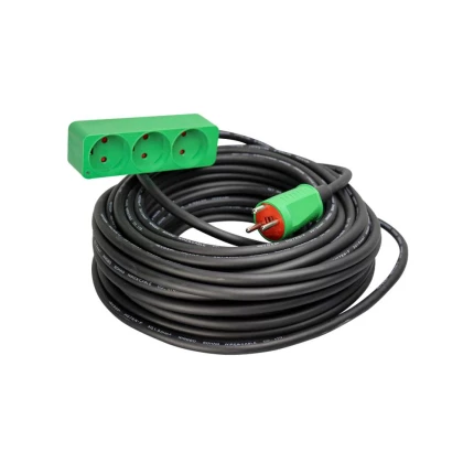Kabelsæt 15m neopren 3-stikdåse m/jord 230V