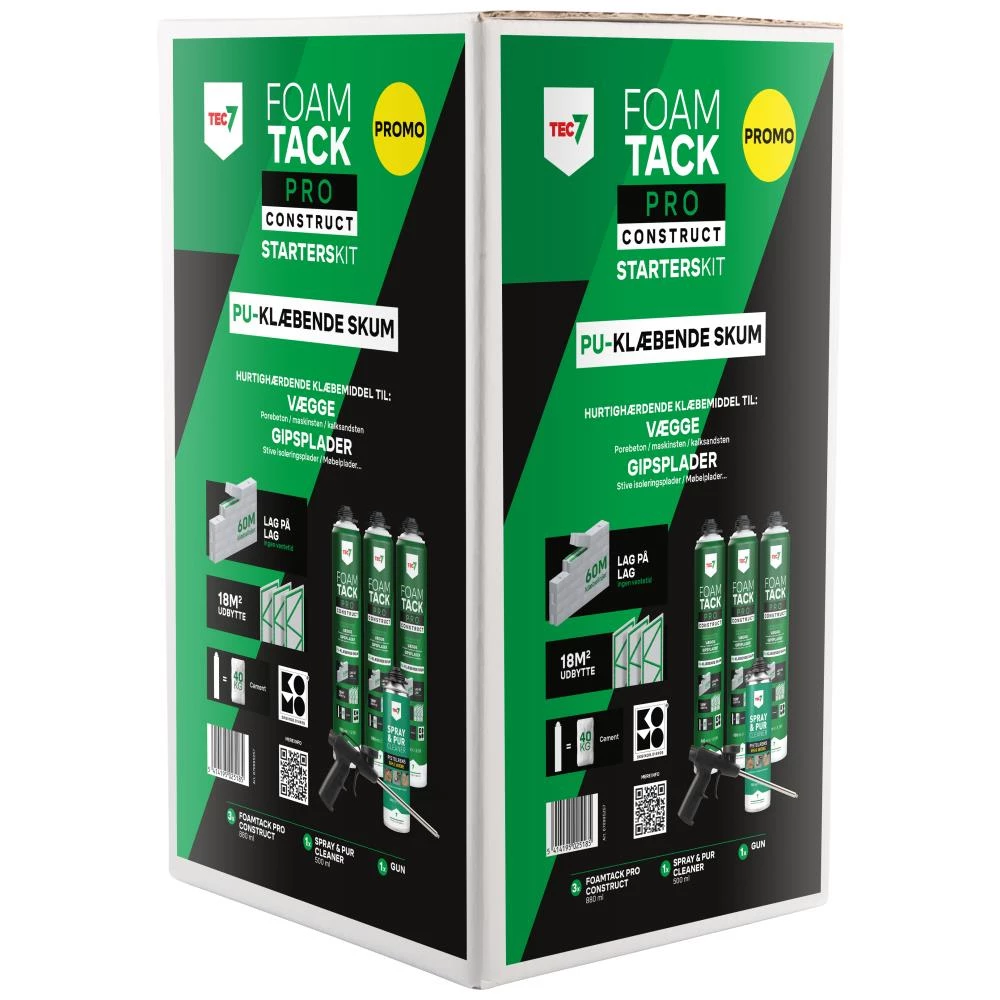 Tec7 FoamTack Pro Construct klæbeskum, startpakke Tec7 FoamTack Pro Construct klæbeskum, startpakke