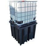 Opsamlingskar t/IBC-tank sort PE, 134×123×109cm
