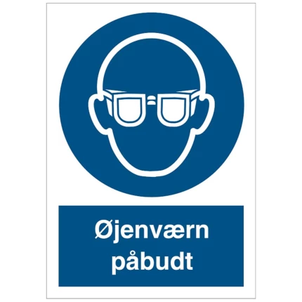 Påbudsskilt plast A4 ‘Øjenværn påbudt’