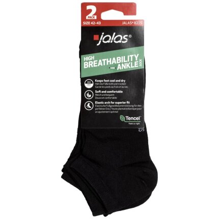 Jalas strømper korte sort antibac 8215 46-47, 2par