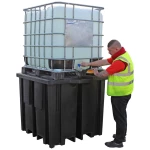 Opsamlingskar t/IBC-tank sort PE, 134×123×109cm