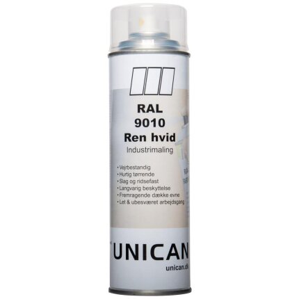 Unican RAL9010 ren hvid spraymaling 500ml