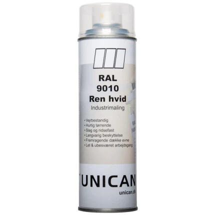 Unican RAL9010 ren hvid spraymaling 500ml