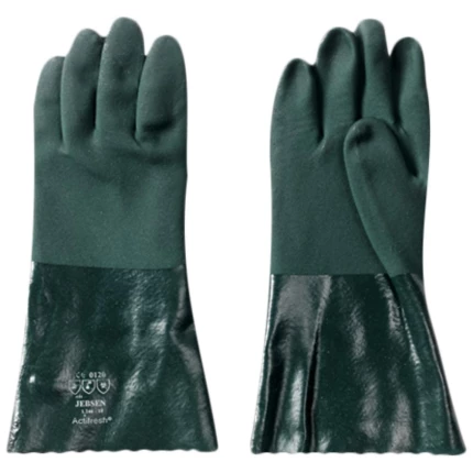 PVC handsker grøn 27 cm str 8